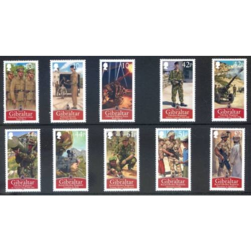 2008 Gibraltar Regiment Set SG1292 1301 Unmounted Mint