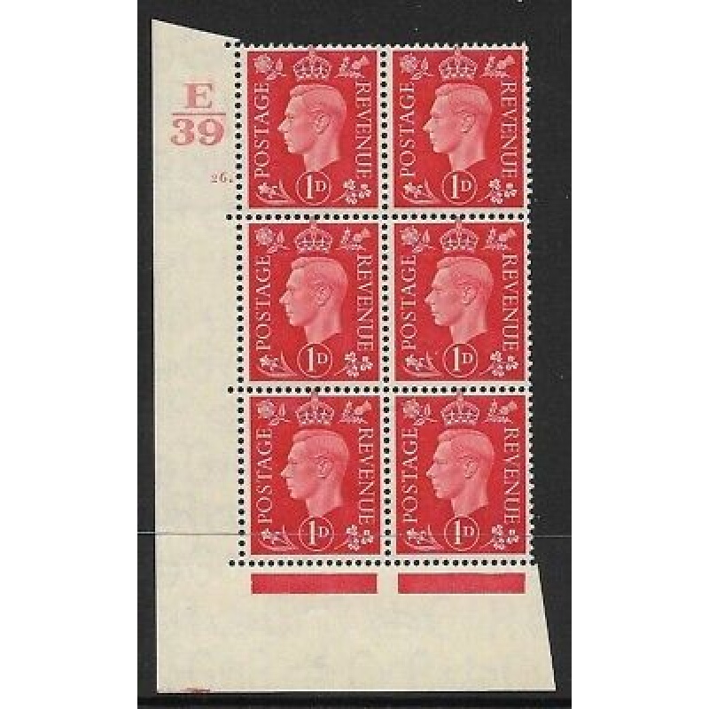 1937 1d Red Dark colours E39 26 Dot perf 5(E I) block 6 UNMOUNTED MINT MNH