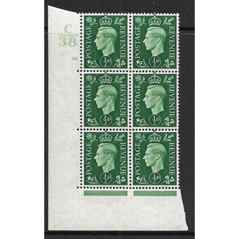 1937 d Green Dark colours C38 52 No Dot Perf 5(E I) block 6 UNMOUNTED MINT