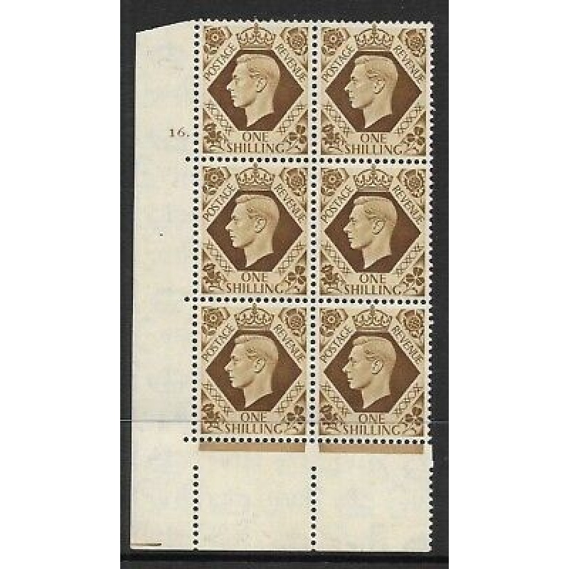 1939 1 - Bistre-Brown 16 Dot perf 5(E I) block 6 UNMOUNTED MINT