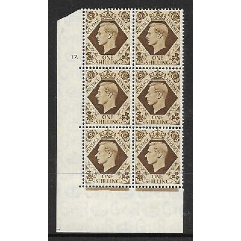 1939 1 - Bistre-Brown 17 Dot perf 5(E I) block 6 UNMOUNTED MINT