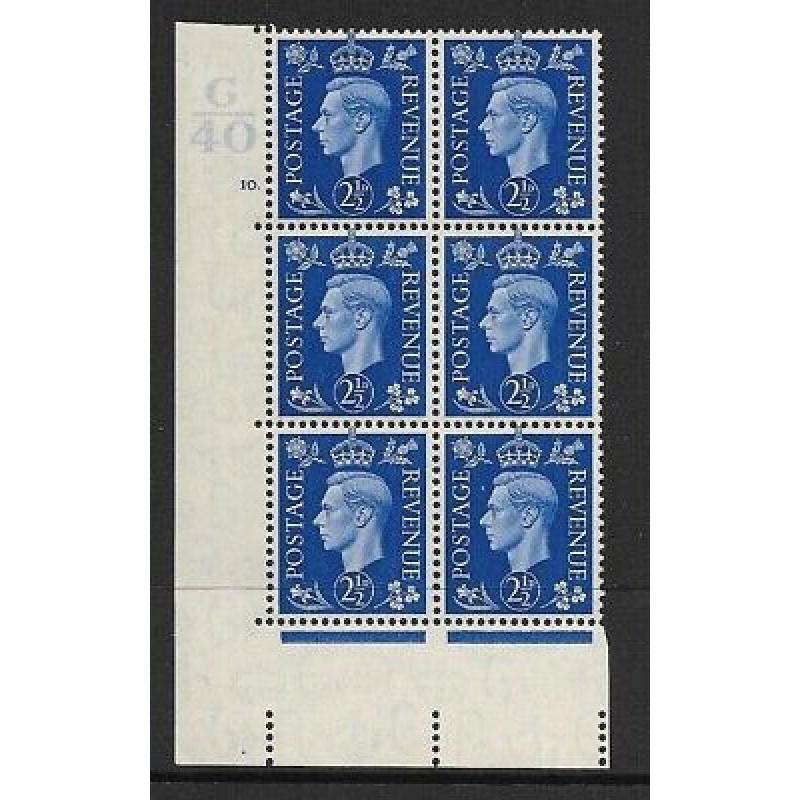 1937 2d Blue Dark colours G40 10 Dot perf 5(E I) block 6 UNMOUNTED MINT MNH