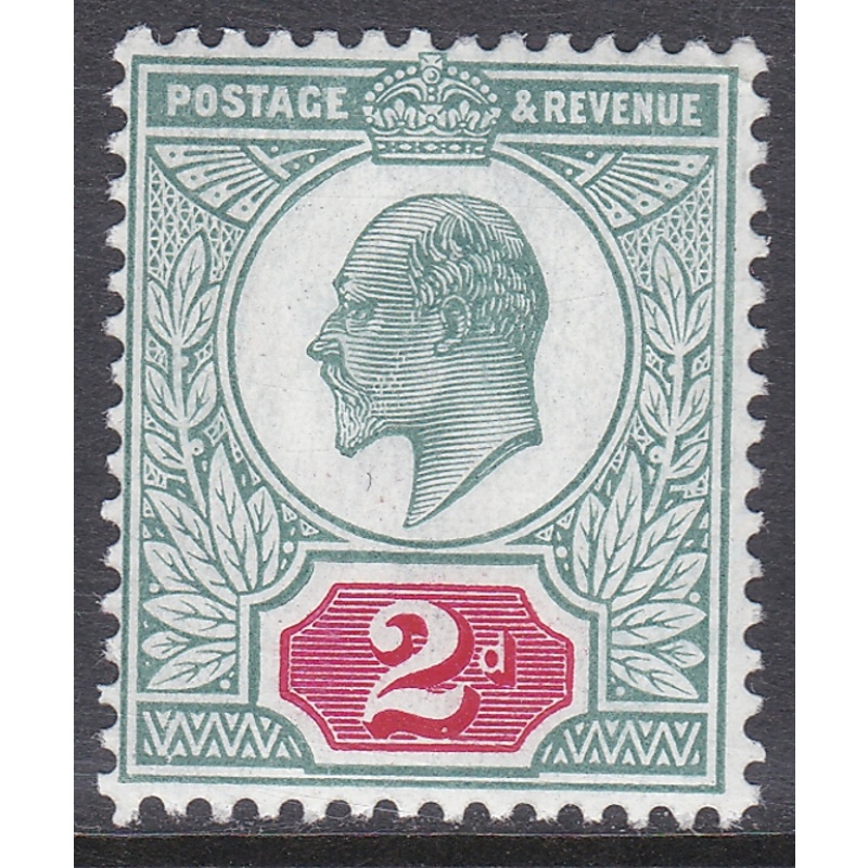 Sg 229 M12(2) 2d Dull Blue Green  Carmine chalky De La Rue single stamp U M