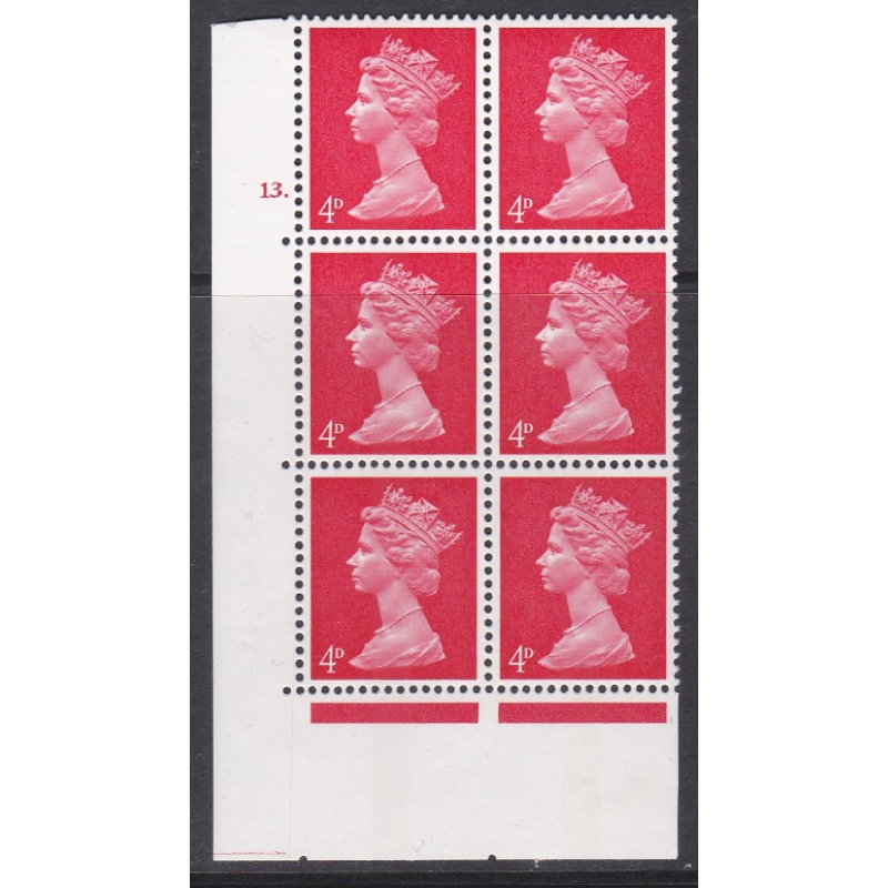 Pre-decimal Machin 4d Vermilion PVA CB Head A Perf A Cylinder 13 Dot - MNH