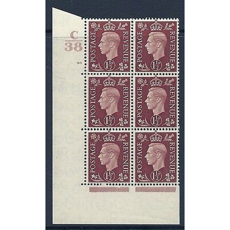 1937 1d Brown Dark colours C38 90 No Dot perf 5(E I) block 6 UNMOUNTED MINT MNH