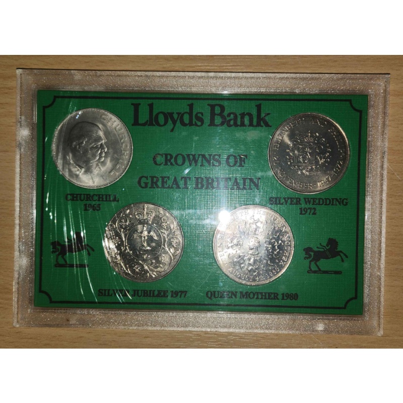 Lloyds bank crowns of britain coins set of 4 1965 1972 1977 1980