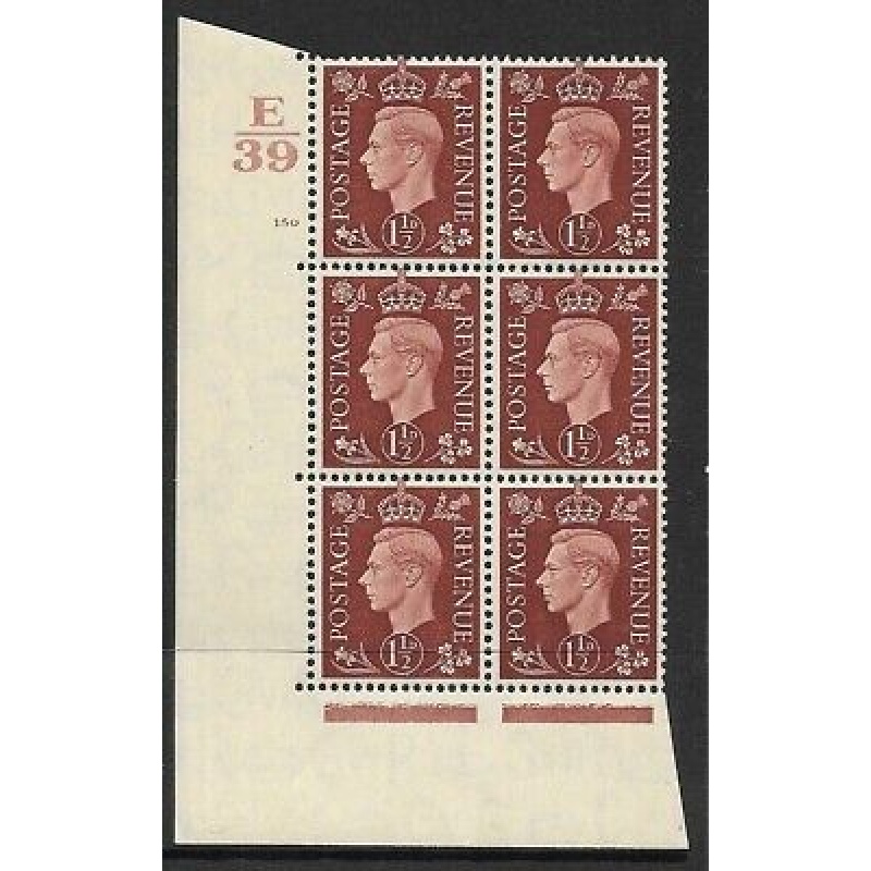 1937 1d Brown Dark colours D38 150 No Dot perf 5(E I) block 6 UNMOUNTED MINT