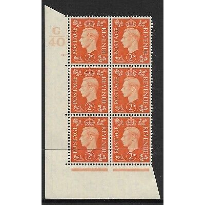 1937 2d Orange Dark colours G40 12 Dot perf 5(E I) block 6 UNMOUNTED MINT MNH