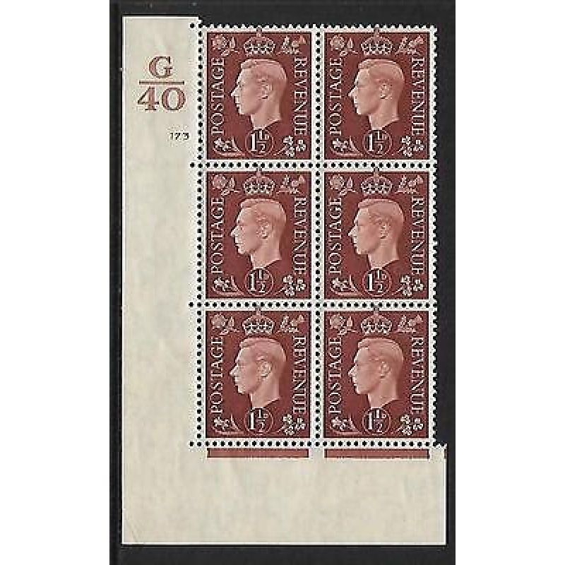 1937 1d Brown Dark colours G40 173 No Dot perf 5(E I) block 6 UNMOUNTED MINT