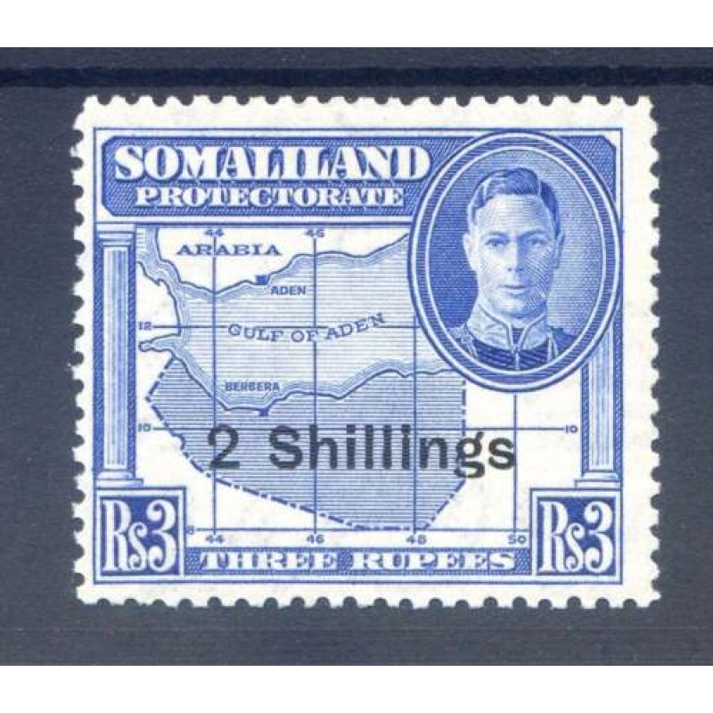 Somaliland 2s on 3r Bright Blue SG134 Mounted Mint