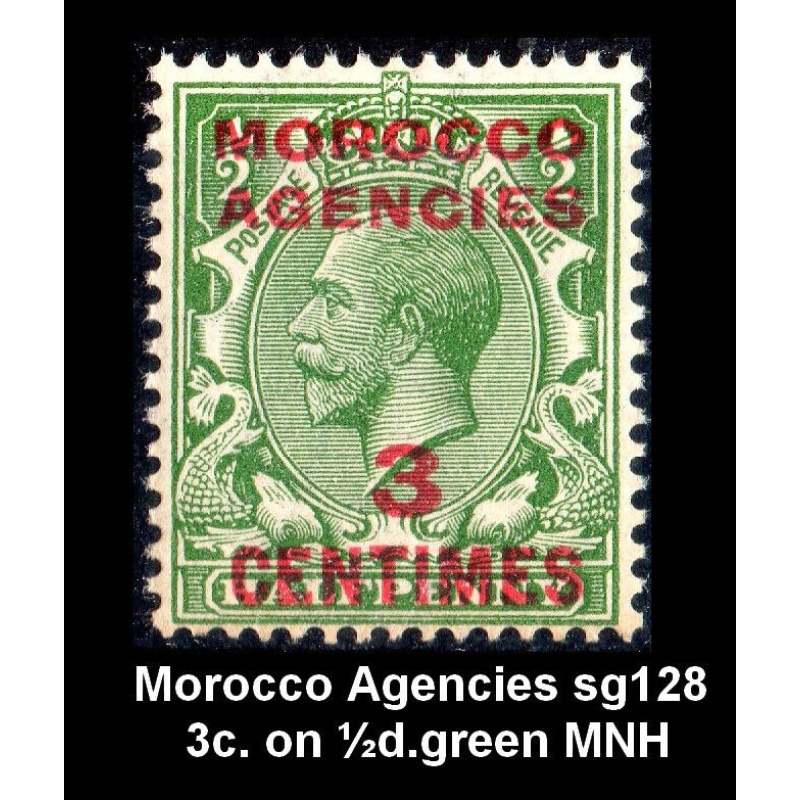 Morocco Agencies Sg128 - 3c. on d. green  MNH