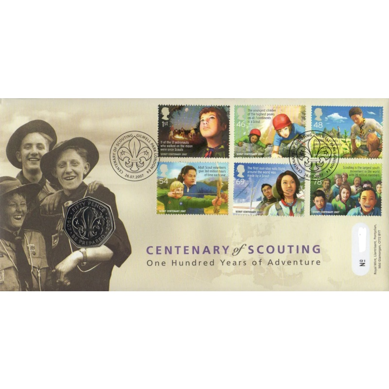 2007 Centenary Of Scouting 50 pence coin cover no. 6398