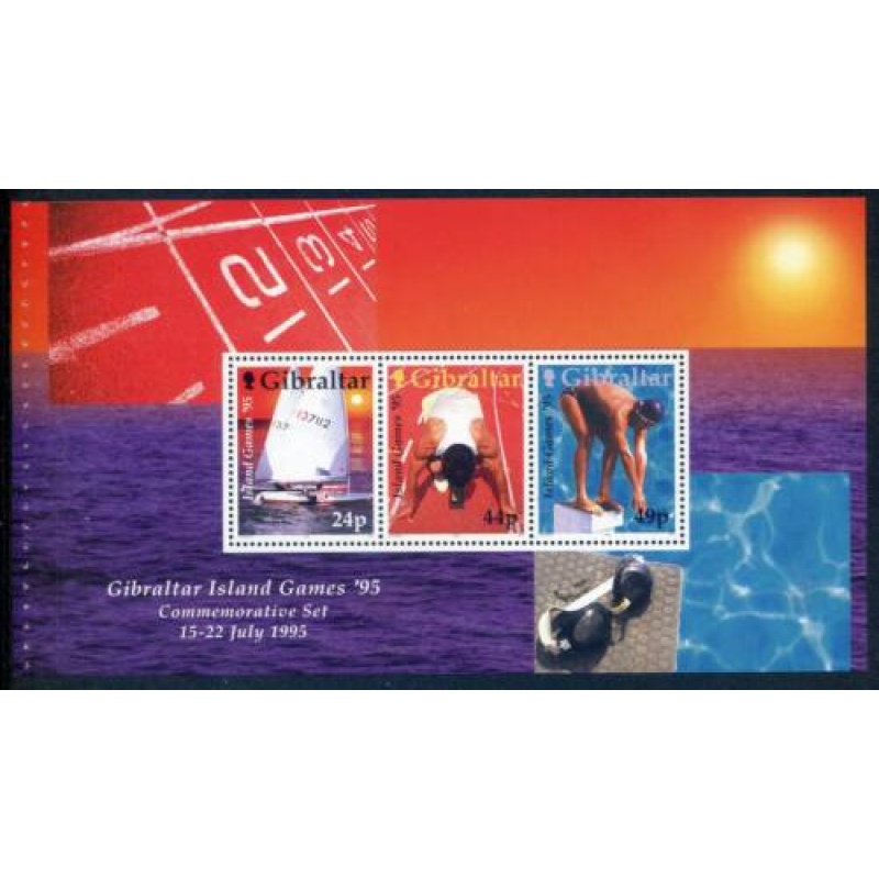 1995 Gibraltar Island Games Booklet Panes Set SG745a 747a Unmounted Mint