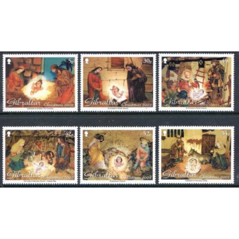 2002 Gibraltar Christmas Set SG1025 1030 Unmounted Mint