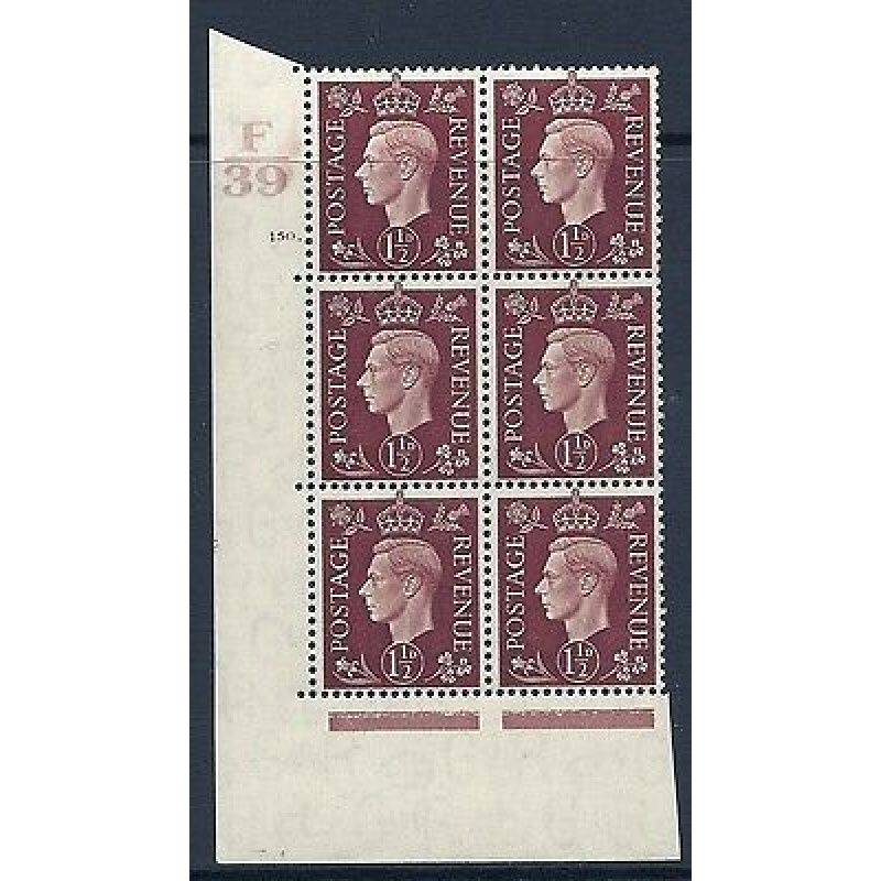 1937 1d Brown Dark colours F39 150 Dot perf 5(E I) block 6 UNMOUNTED MINT MNH