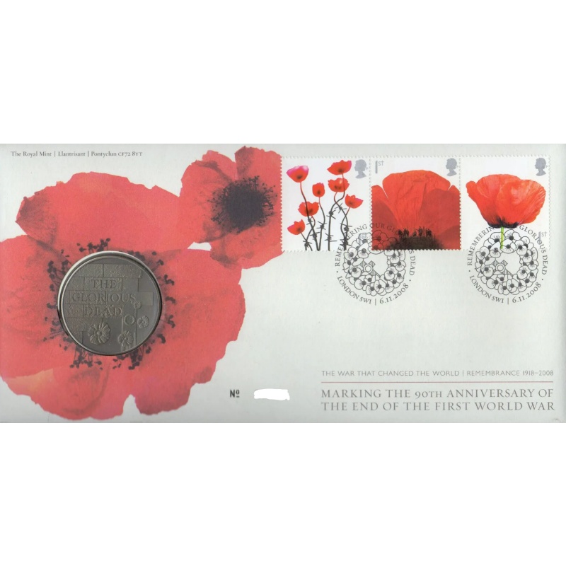 2008 WWII Remembrance medal cover 90th anniversary Royal mint no. 4246