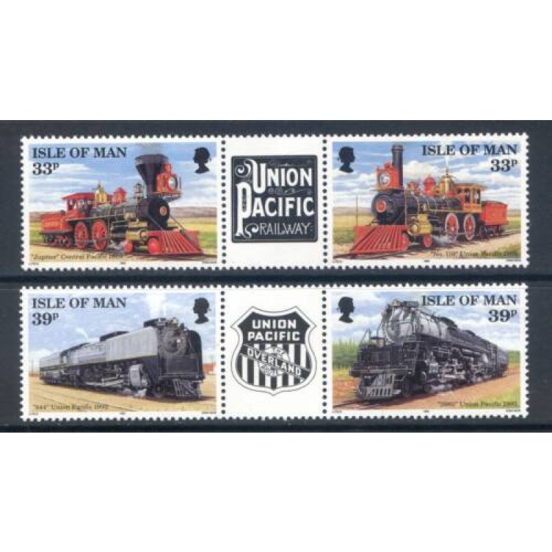 Isle Of Man 1992 Union Pacific Railroad Set SG522 525 MNH