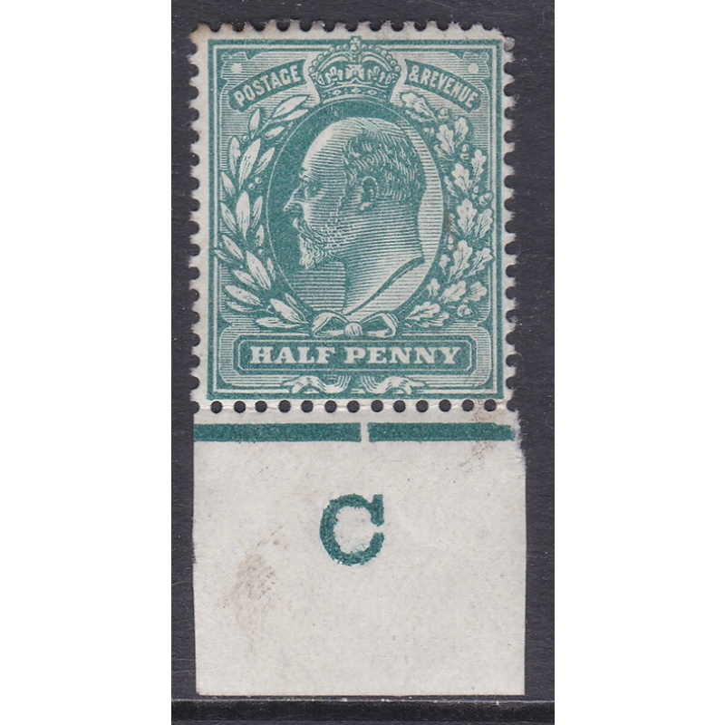 Sg 216 d Blue-Green Control C imperf Cut under PE plate 4c De La Rue M M