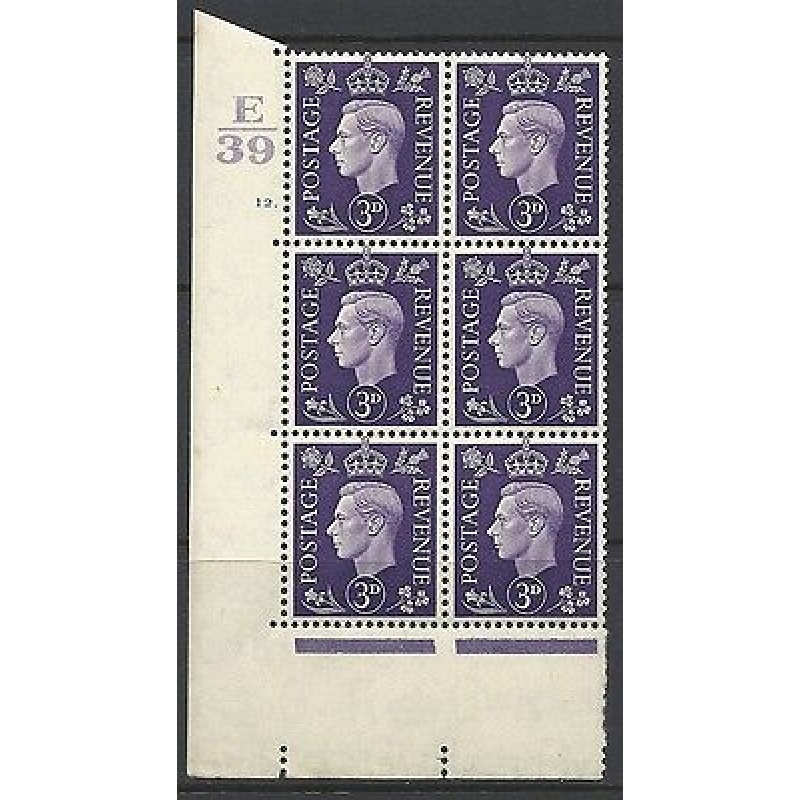 3d Violet Dark colours E39 12 Dot perf 5(E I) block 6 UNMOUNTED MINT MNH