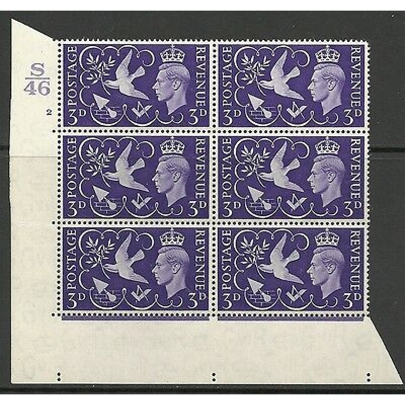 Sg 492 1946 Victory Cylinder S46 2 No Dot perf type 5(E I) UNMOUNTED MINT MNH