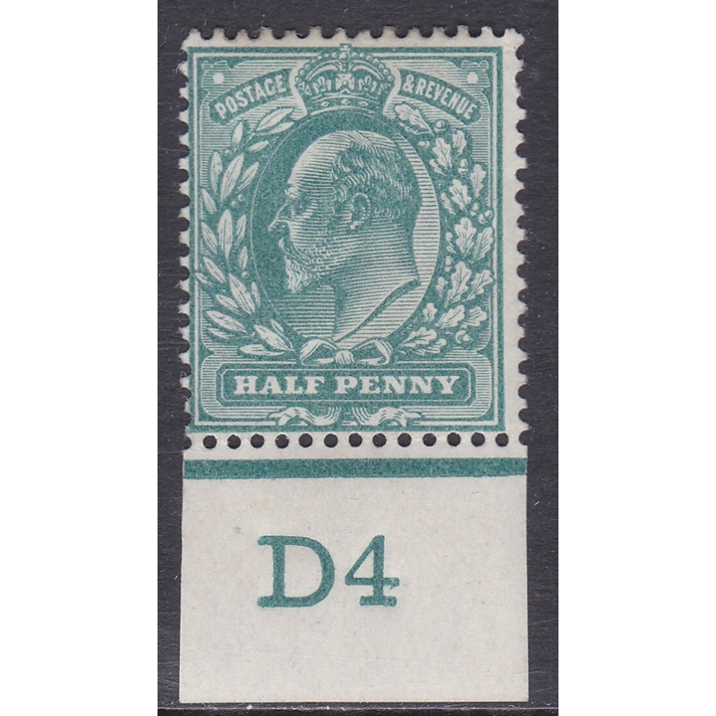 Sg 216 d Blue-Green Control D4 imperf De La Rue MOUNTED MINT