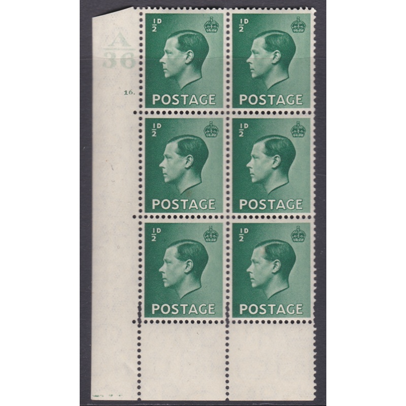 d Edward VIII A36 Cylinder Block - 16 Dot Perf Encroachment UNMOUNTED MINT