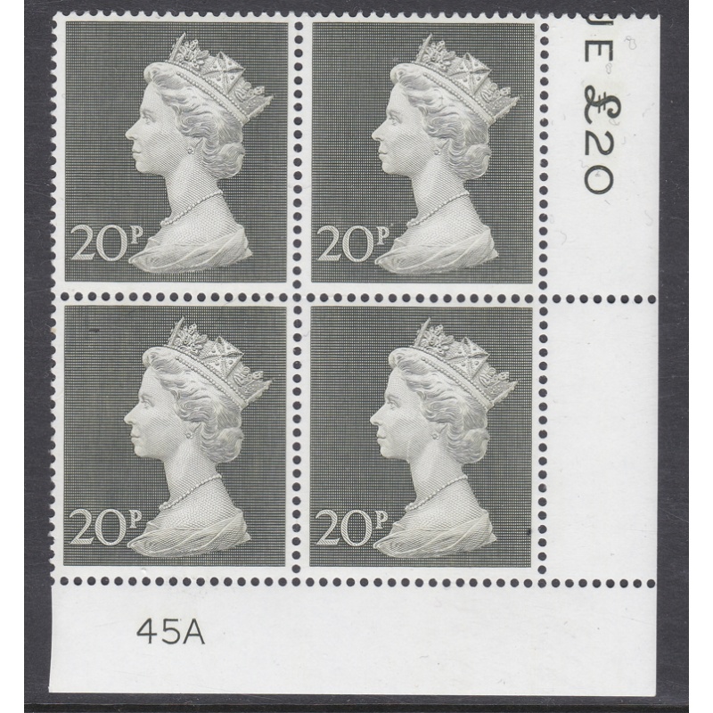 1970 20p Decimal Machin Cylinder 45A UNMOUNTED MINT