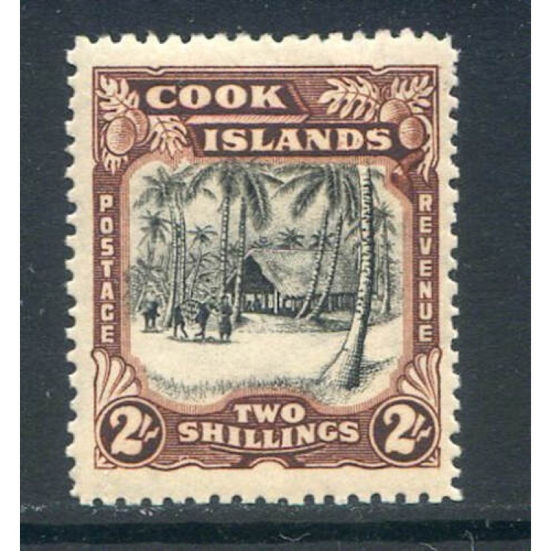 Cook Islands 2 - Black  Red Brown SG128 Mounted Mint