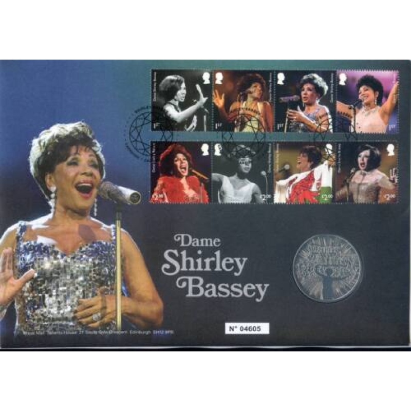 2023 DAME SHIRLEY BASSEY FIVE 5 POUND COIN PNC COVER