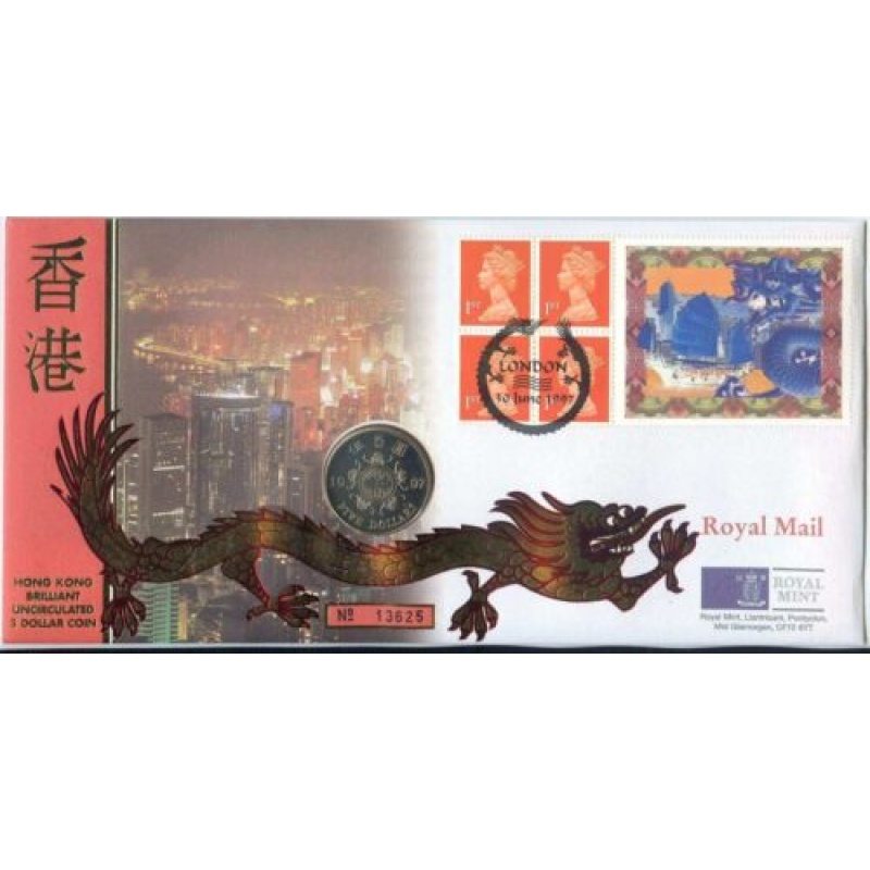 1997 G.B  Coin Cover - Hong Kong Brilliant Uncirculated  Coin