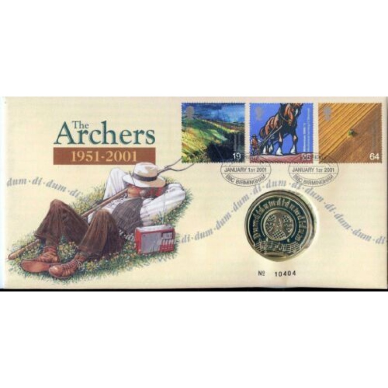 Coin Cover 2001 The Archers 1951-2001 Archers medal 04523