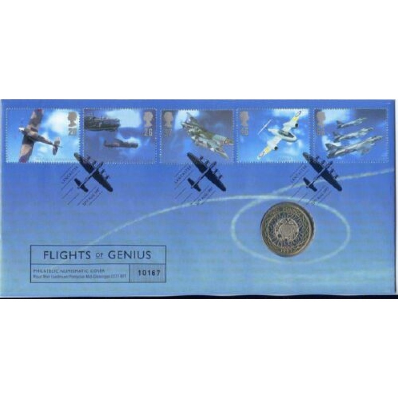 1997 GB Flights of Genius Bunc 2 Coin Royal Mint PNC Cover