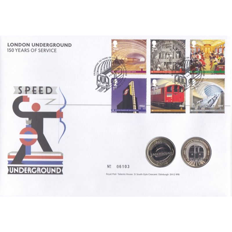 2013 London Underground 150 years double 2 Coin cover no. 6103