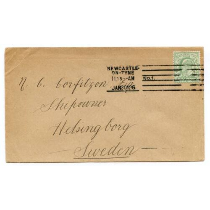 GB 1905 1 2d Envelope Newcastle Sweden