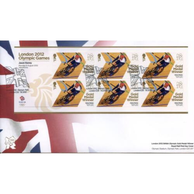 GB London 2012 Olympics Jason Kenny Gold First Day Cover Unaddressed