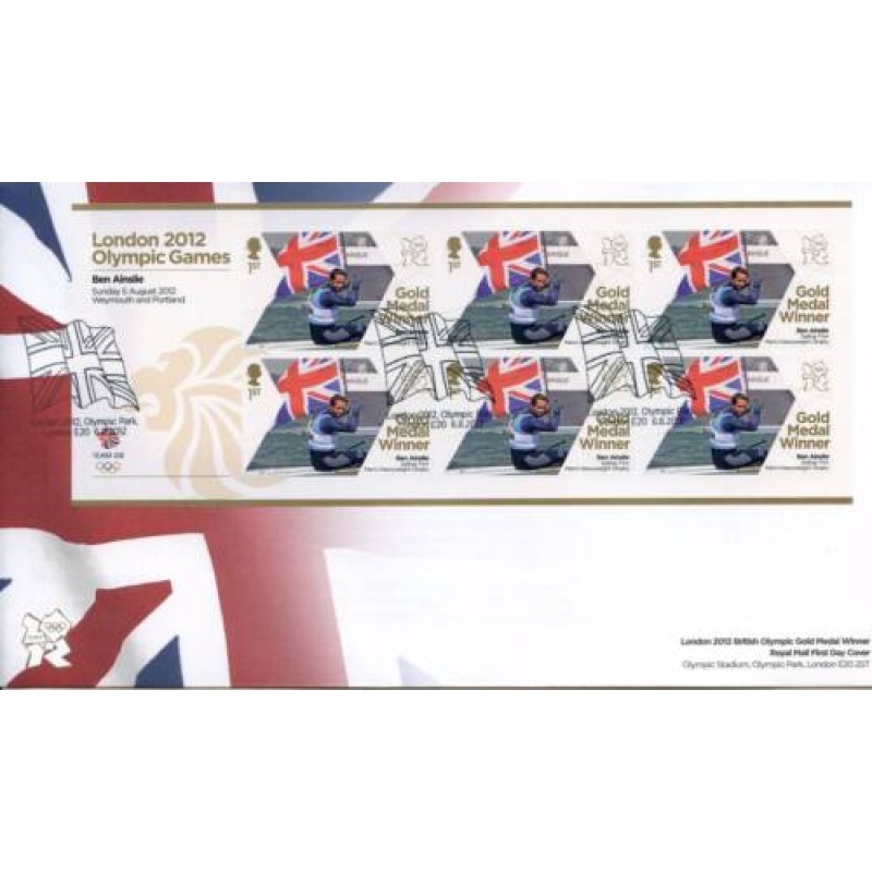 GB London 2012 Olympics Ben Ainslee Gold First Day Cover Unaddressed