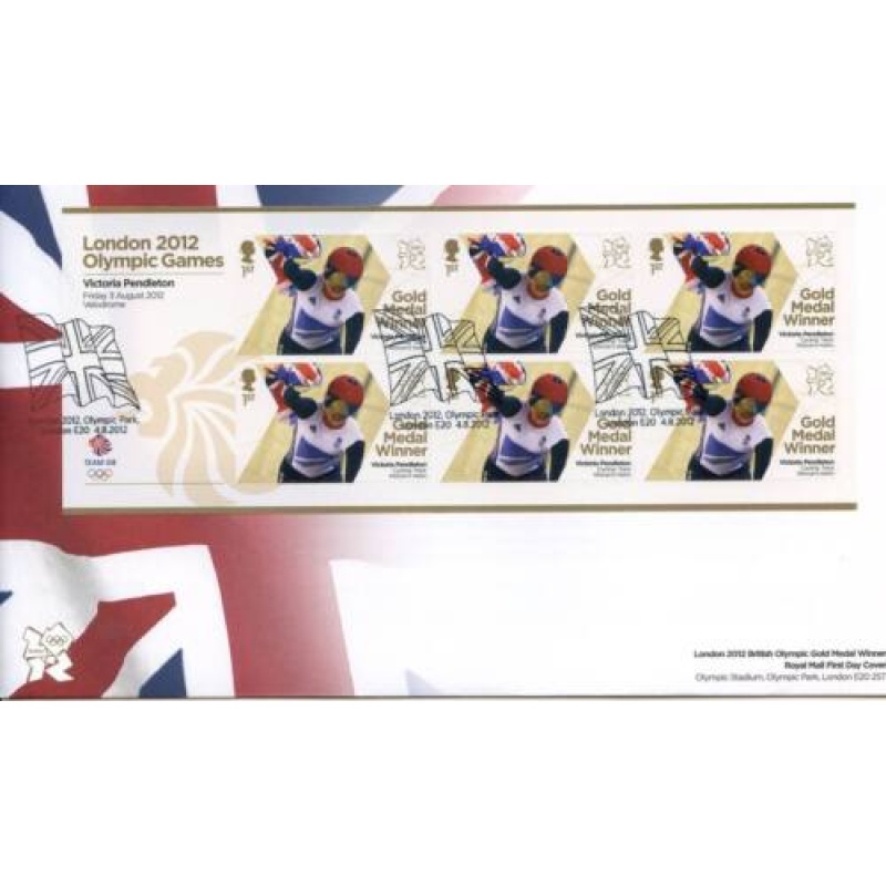 GB London 2012 Olympics Victoria Pendleton Gold First Day Cover Unaddressed