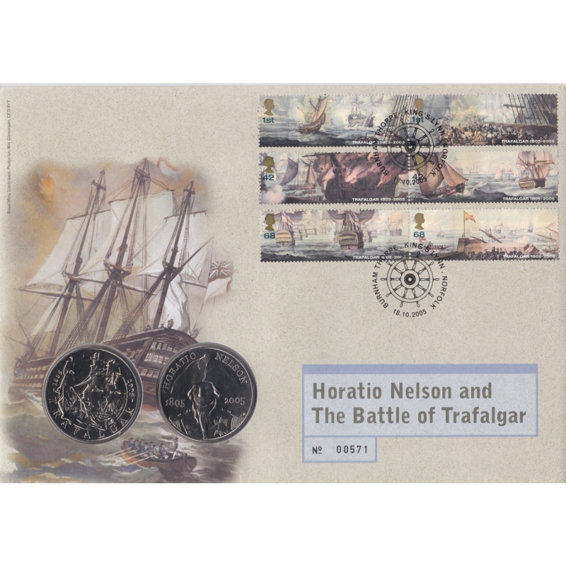 2005 Battle Of Trafalgar double coin cover no. 571 mint