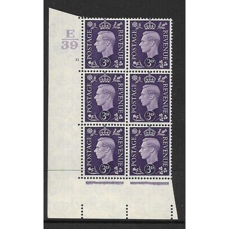 3d Violet Dark colours E39 11 No Dot perf 5(E I) block 6 UNMOUNTED MINT MNH