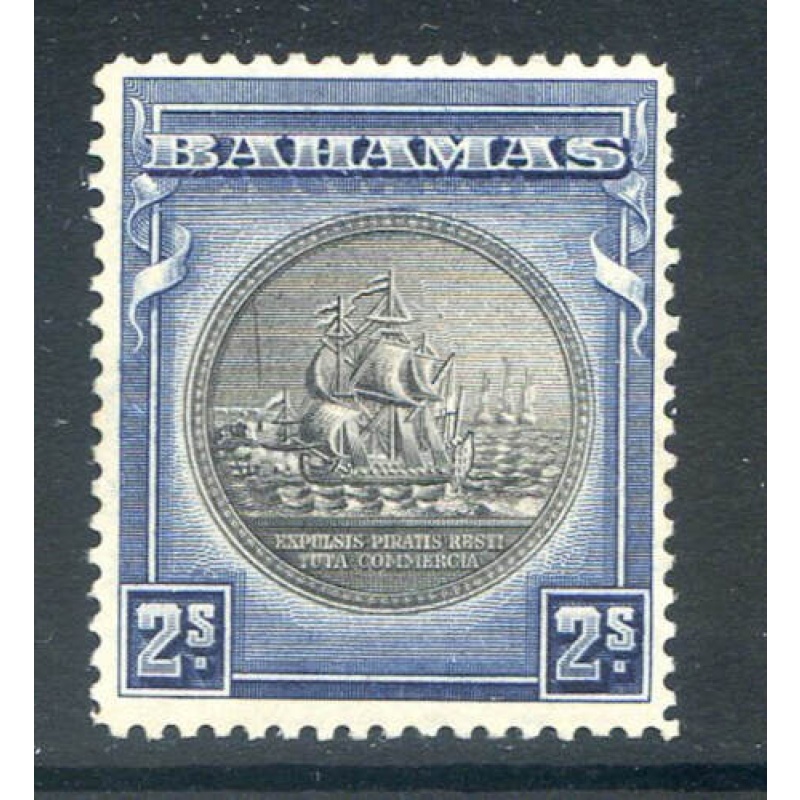 Bahamas 2 - Brownish Black and Steel Blue Mounted Mint