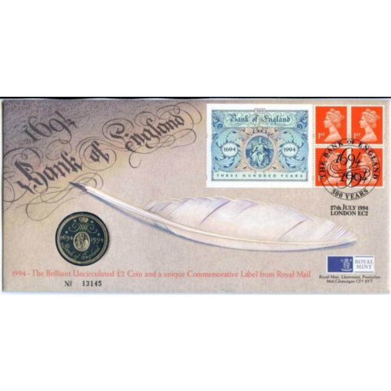 GB Bank Of England 2 Coin  Commemorative Label Cover