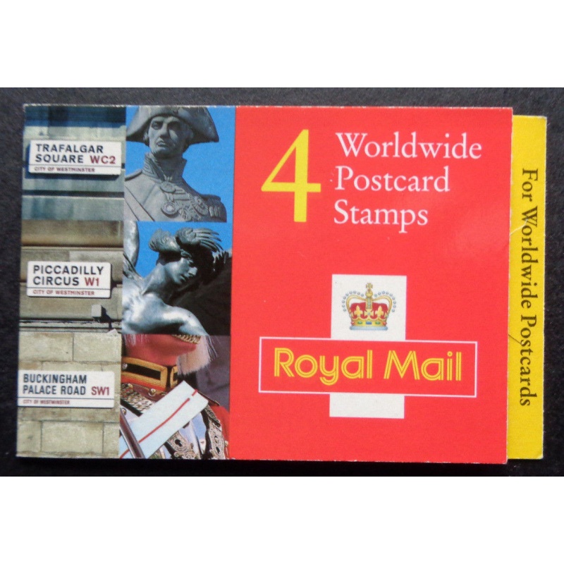 1997 GL3a Barcode Booklet 4 x 37p World Postcard stamps - complete - cyl W1