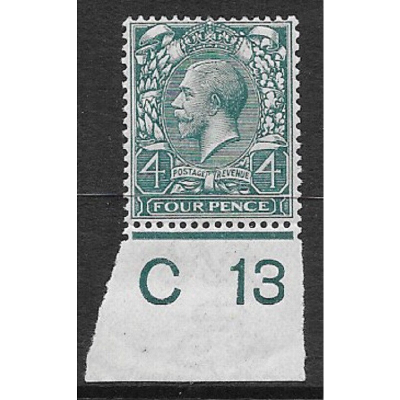 N23(1) 4d Grey Green Royal Cypher control C 13 Imperf MOUNTED MINT in margin