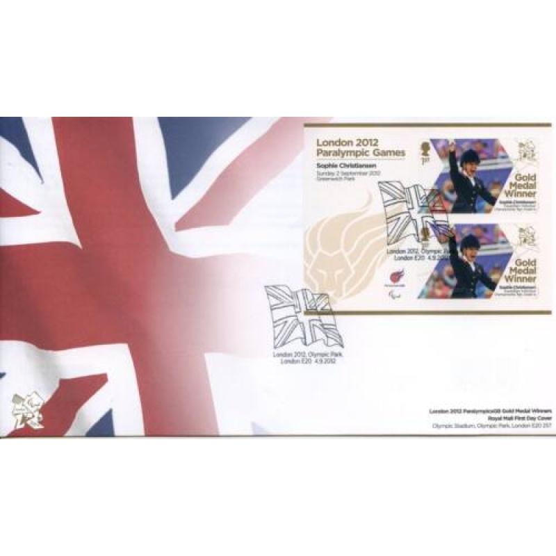 GB London 2012 Paralympics Sophie Christiansen Gold First Day Cover Unaddressed