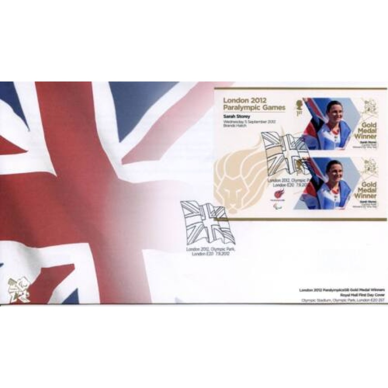 GB London 2012 Paralympics Sarah Storey Gold First Day Cover Unaddressed