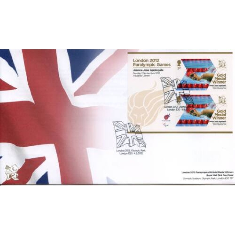 GB London 2012 Paralympics Jessica-Jane Applegate Gold First Day Cover Unaddress