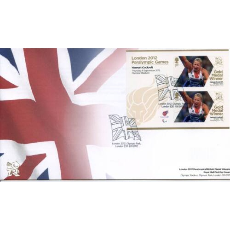 GB London 2012 Paralympics Hannah Cockroft Gold First Day Cover Unaddressed