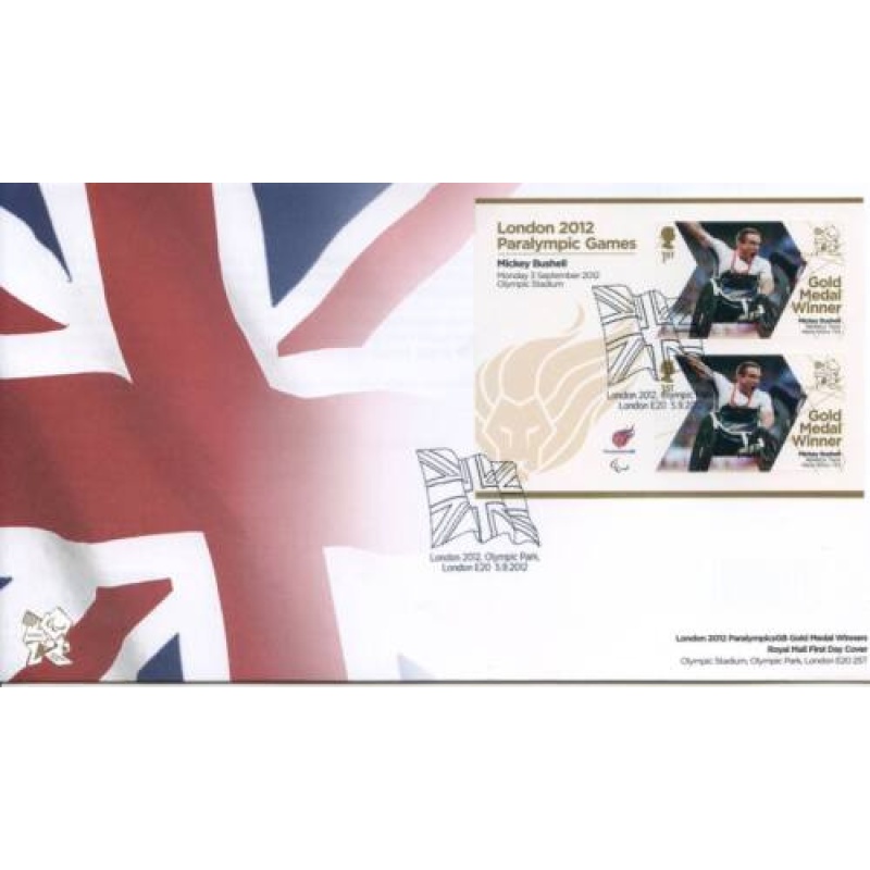 GB London 2012 Paralympics Mickey Bushell Gold First Day Cover Unaddressed