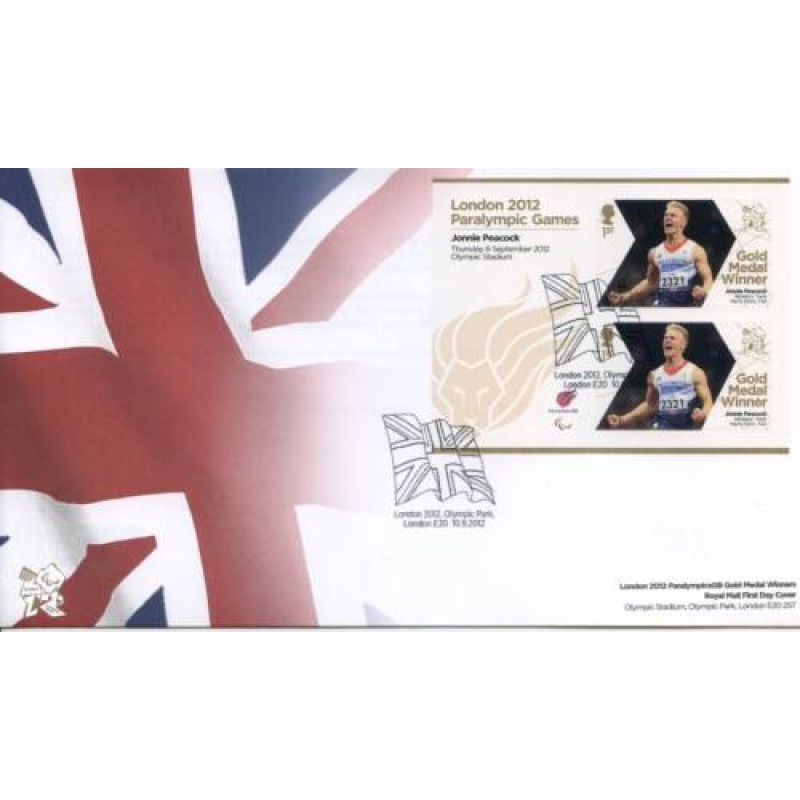 GB London 2012 Paralympics Jonnie Peacock Gold First Day Cover Unaddressed