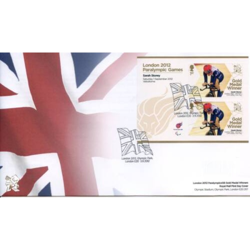 GB London 2012 Paralympics Sarah Storey Gold First Day Cover Unaddressed